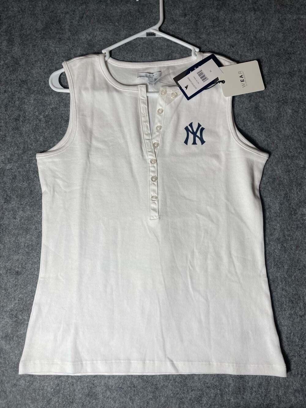 WEAR by Erin Andrews New York Yankees Women's Rib-Knit Henley Tank Top
